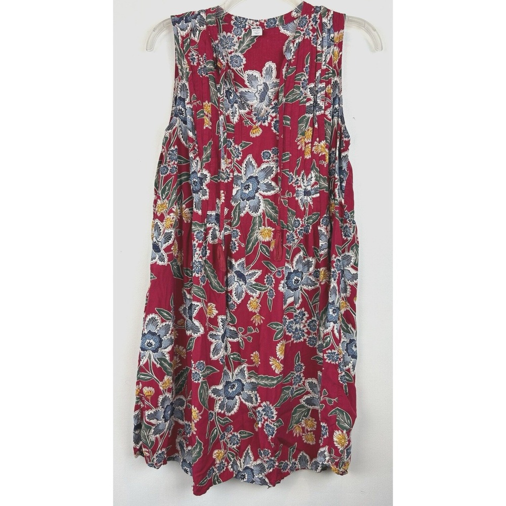 Old Navy Midi Dress Womens M Floral Red Prairie Fairy Boho Bohemian Comfort